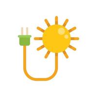 Solar energy plug icon flat vector. Eco power vector