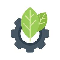 Eco gear icon flat vector. Nature clean vector