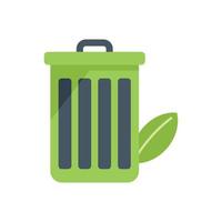 Recycle bin icon flat vector. Leaf save vector
