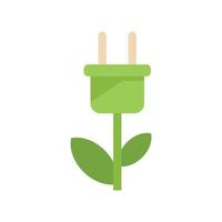 vector plano de icono de enchufe de planta ecológica. energía limpia