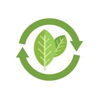Recycle eco leaf icon flat vector. Save plant vector