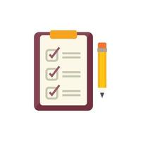 To do list icon flat vector. Exam test vector