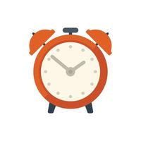 School alarm clock icon flat vector. Test exam vector