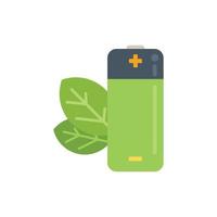 Eco charge battery icon flat vector. Nature power vector