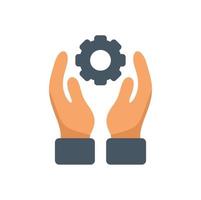Keep gear solution icon flat vector. Business problem vector