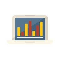 Laptop graph chart icon flat vector. Creative business vector