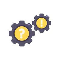 Gear solution icon flat vector. Business problem vector