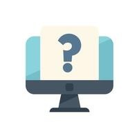 Question monitor icon flat vector. Creative problem vector