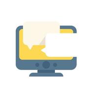 Monitor chat icon flat vector. Online forum vector