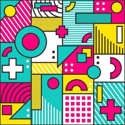 Abstract Trendy Pattern With Multicolored Geometric Shapes
