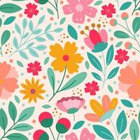 Colorful Blooming Flower And Floral Seamless Pattern Background vector