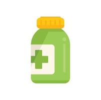 Pill jar icon flat vector. Hospital care vector