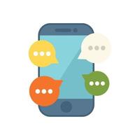 Phone forum chat icon flat vector. People website vector