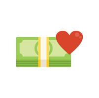 Cash part charity icon flat vector. Donate help vector