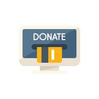 Donate online money icon flat vector. Charity help vector