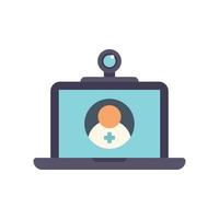 Telemedicine video call icon flat vector. Online patient vector