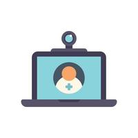 Telemedicine video call icon flat vector. Online patient vector