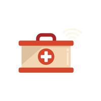 Wireless first aid kit icon flat vector. Online doctor vector