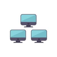 Control pc network icon flat vector. Data system vector