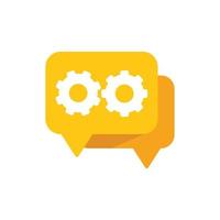 Chat gear icon flat vector. Business control vector