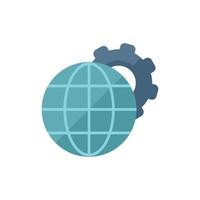 Global gear control icon flat vector. Center plan vector