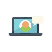 Online job interview icon flat vector. Computer search vector