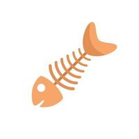 Cat fish skeleton icon flat vector. Pet feed vector