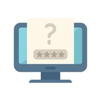 Monitor password recovery icon flat vector. Screen secure vector
