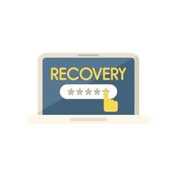 Laptop password recovery icon flat vector. Page log vector