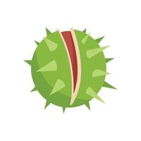 Autumn chestnut icon flat vector. Nut season vector