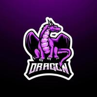 dragón deporte esport gaming mascota logo vector