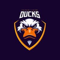 Duck head logo for sport or esport team. Ducks illustration design vector for gaming logos, badge, emblem, apparel, merchandise