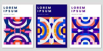 Flat retro geometric covers design. Colorful modernism.Complex shape composition.Futuristic patterns. vector