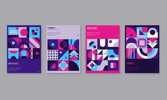 Retro geometric cover set. colorful  patterns shapes composition. vector