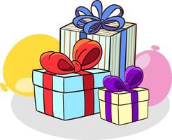 ilustración vectorial de varias cajas de regalo navideñas vector