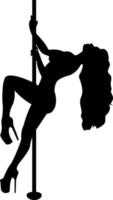 Fitness. Pole dance. Logo. Silhouette of a girl and a pole on a white background. Pylon. vector