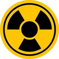 Sign of radioactive danger. Yellow round sign with a shamrock inside. Caution and warning. vector