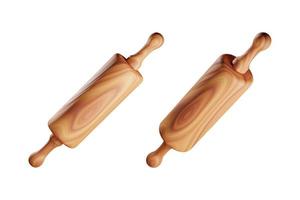 3d rendering of wood rolling pin with white background photo