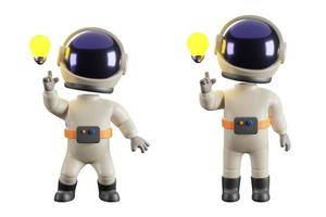 3d render of astronaut character doing get an idea pose photo