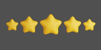 3d rendering of five stars. best rating icon. highly recommended photo