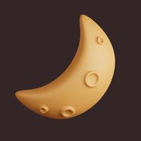 3d half moon icon with a simple and cute style. isolated image photo