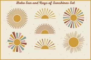 conjunto de sol boho y rayos de sol 2023 vector