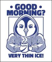 Penguin Drinking Coffee t-shirt 2023 vector