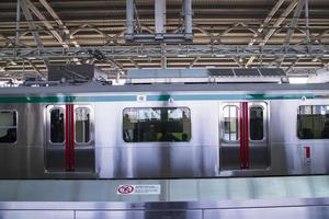 11 January 2023 Dhaka  Bangladesh The Dhaka Metro Mass Rapid Transit MRT High Speed electric train on the platform photo