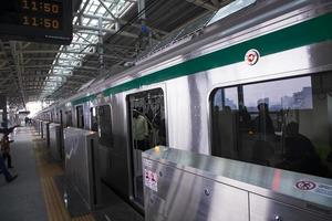 11 January 2023 Dhaka  Bangladesh The Dhaka Metro Mass Rapid Transit MRT High Speed electric train on the platform photo