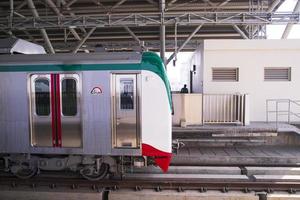 11 January 2023 Dhaka  Bangladesh The Dhaka Metro Mass Rapid Transit MRT High Speed electric train on the platform photo