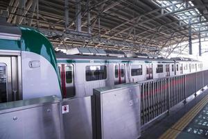 11 January 2023 Dhaka  Bangladesh The Dhaka Metro Mass Rapid Transit MRT High Speed electric train on the platform photo