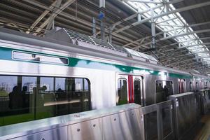 11 January 2023 Dhaka  Bangladesh The Dhaka Metro Mass Rapid Transit MRT High Speed electric train on the platform photo