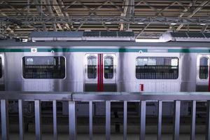 11 January 2023 Dhaka  Bangladesh The Dhaka Metro Mass Rapid Transit MRT High Speed electric train on the platform photo