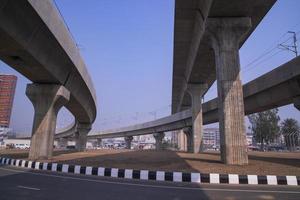 10 January 2023 Dhaka-Bangladesh Skyward structure view of The Dhaka Metro Mass Rapid Transit MRT in Bangladesh photo